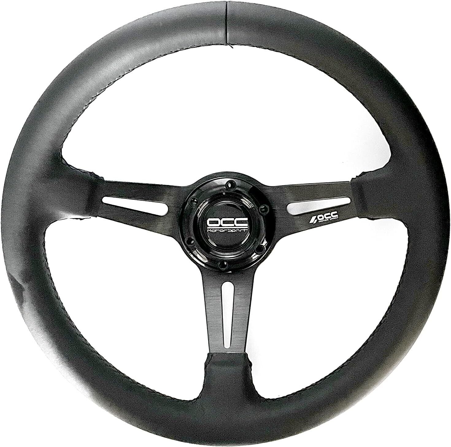 OCC MOTORSPORT SEMI-DISPLACED STEERING WHEEL CLASSIC MODEL NAPPA LEATHER BLACK