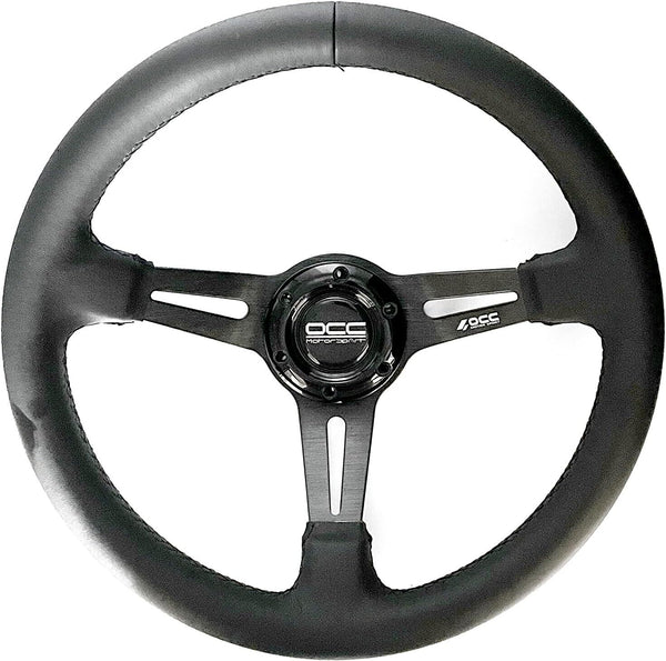 OCC MOTORSPORT SEMI-DISPLACED STEERING WHEEL CLASSIC MODEL NAPPA LEATHER BLACK