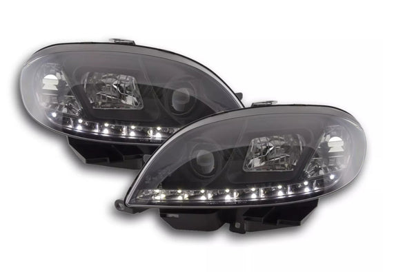 FK Pair LED DRL Halo Lightbar Headlights Citroen Saxo 00-02 Black LHD