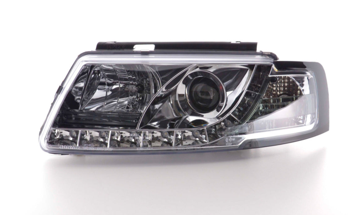 FK Set LED DRL Halo Eye Lightbar Headlights VW Passat 3B B5 97-00 chrome LHD