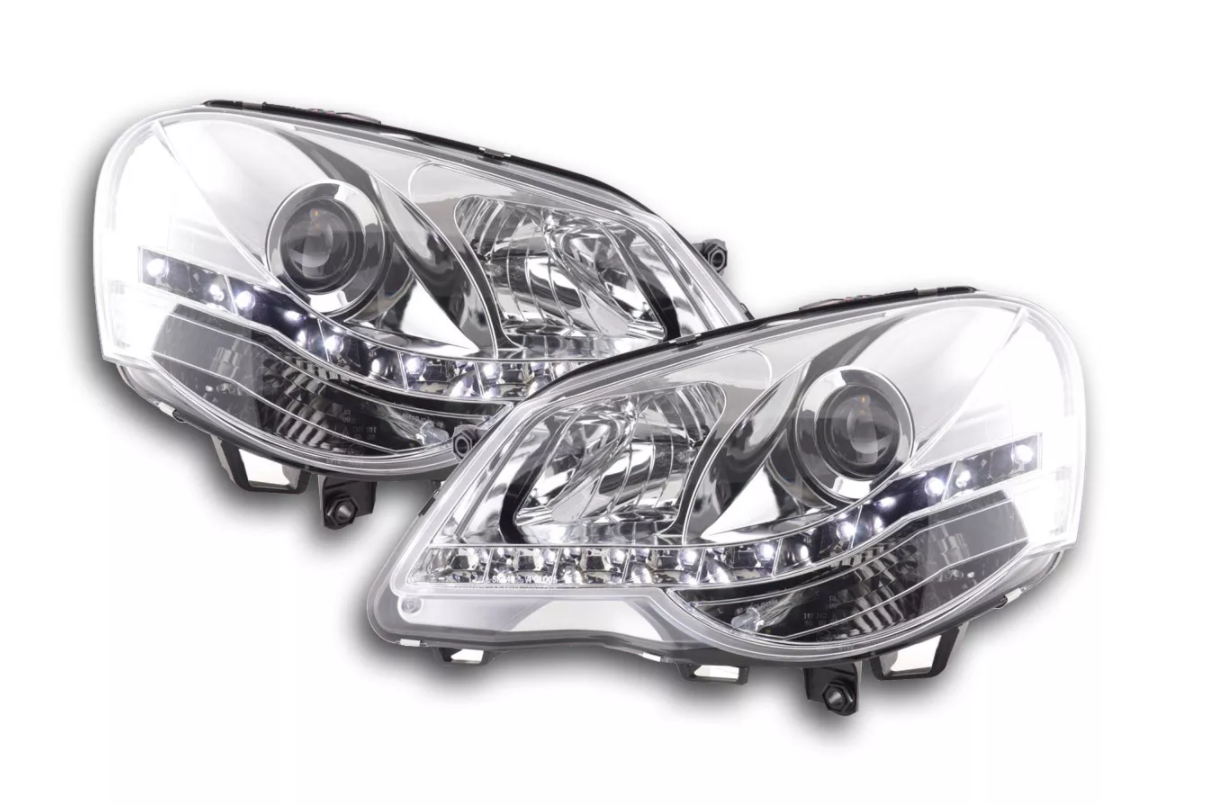 FK Pair LED DRL Projector Daylight headlights Polo 4 MK4 9N3 05-09 chrome RHD