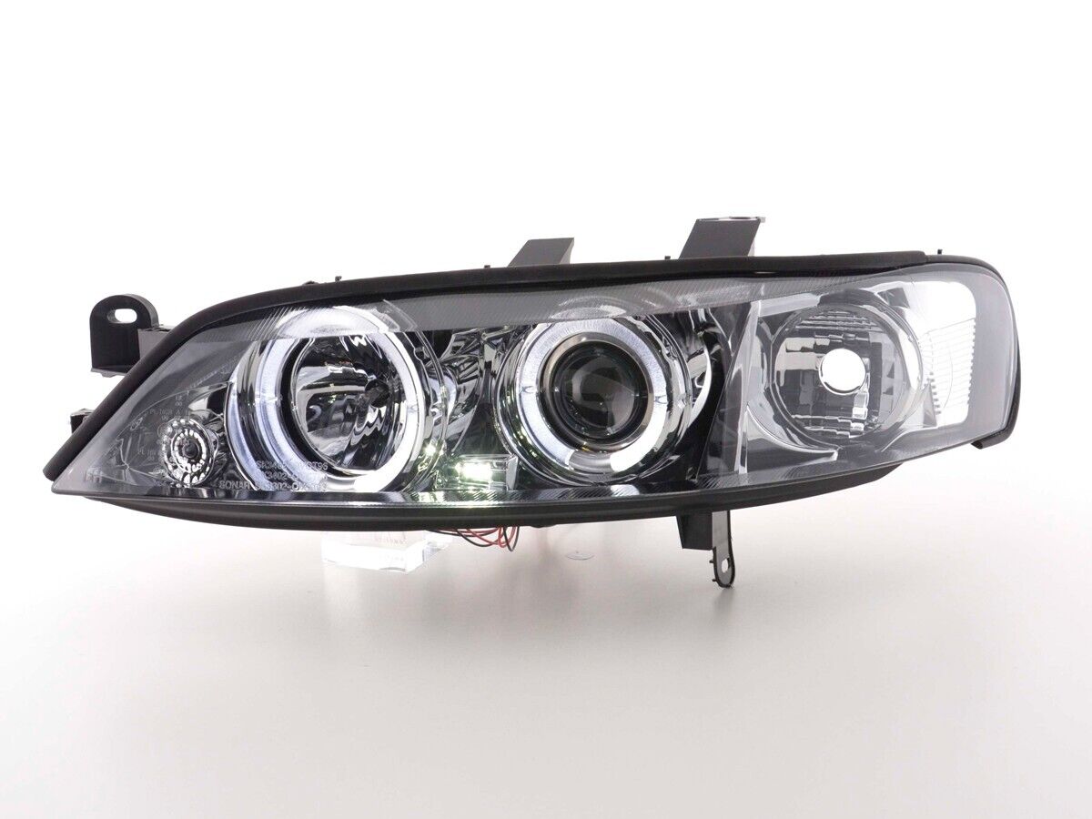 FK LED Halo Ring Headlights DRL Vauxhall Opel Vectra B Yr: 99-02 chrome LHD