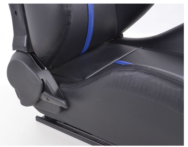 FK Universal Recline Fold Bucket Seats - Motorsport Black Blue Edition + slides