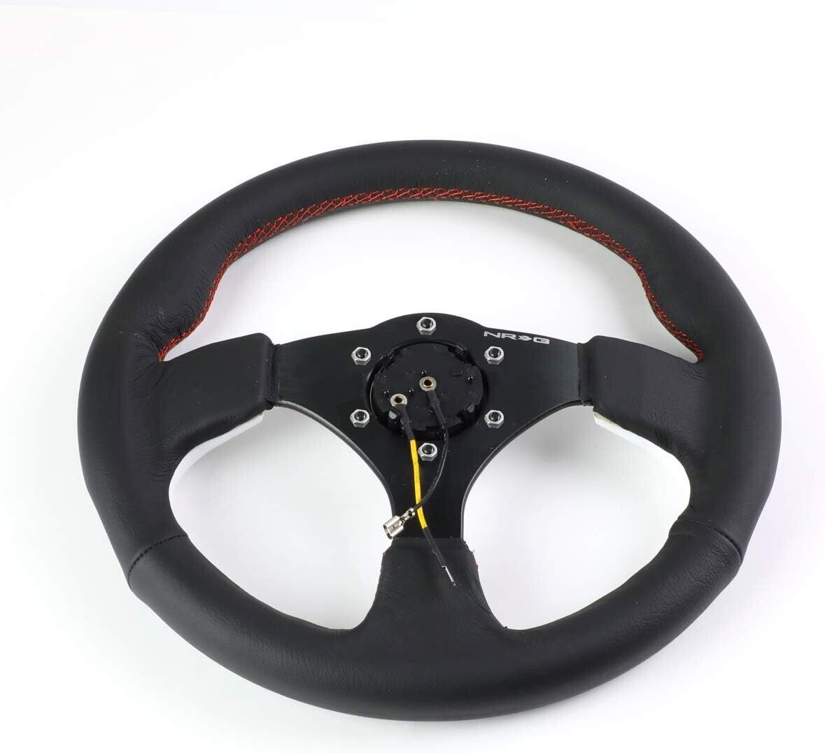 NRG Innovations RST Universal 320mm Leather Steering WHEEL White Car Simulator
