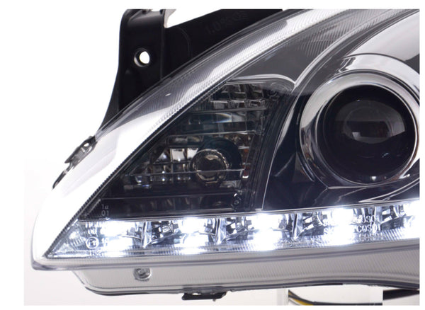 FK Opel Vauxhall Corsa C 01-06 LED DRL Halo Lightbar Projector Headlights LHD