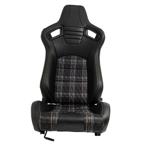 ATS GT x1 Universal Sports Bucket Seat Black & Yellow Check Plaid Golf GTI RS