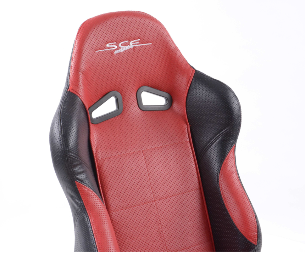 SCE Sportive Universal Reclining Bucket Sportsitze Schwarz &amp; Rot perforiert SL