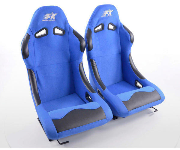 FK Pair Universal Fixed Back Motorsport Full Bucket Seats x4 Colour +slide rails