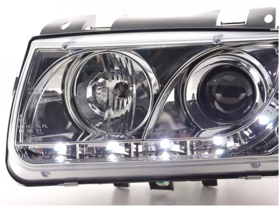 FK Paar LED DRL Angel Halo Lightbar Scheinwerfer VW Polo 6N 94–99 Chrom LHD