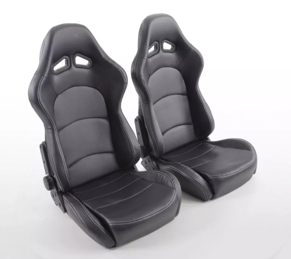 FK Set of 2 / a Pair of Universal Reclining Bucket Sports Seats - Carbon Back Shell Edition