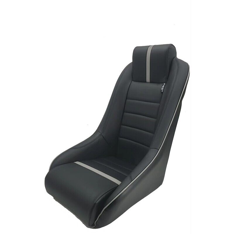 AS x2 Univ Classic RS Black Grey PVC Car Kit Fixed Back Bucket Seats + slides