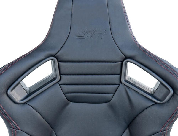 SR Simoni Racing x1 Luxe Universal Sports Bucket Seat + Runners Carbon Black & Red Stitch