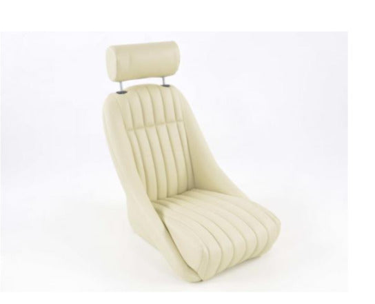 FK Cream Beige Piped Classic Car Retro Kit Fixed Back Bucket Seats No Runners