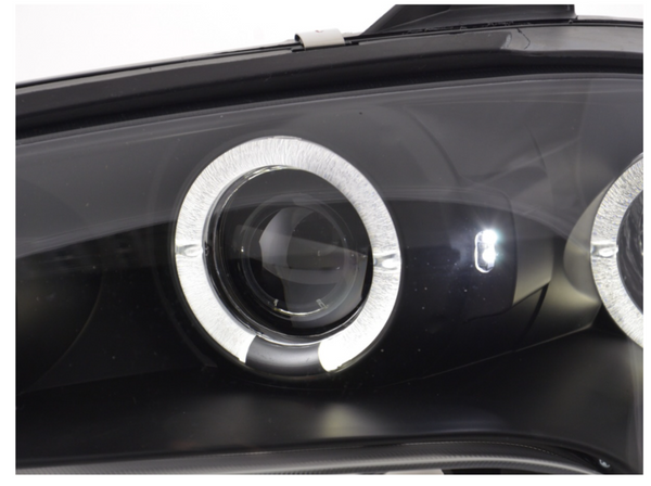 FK LED DRL Halo Ring Headlights Opel Vauxhall Tigra 95-03 black LHD