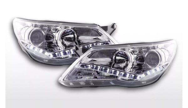 FK Pair LED DRL Projector Headlights VW Tiguan 5N 07-11 chrome RHD