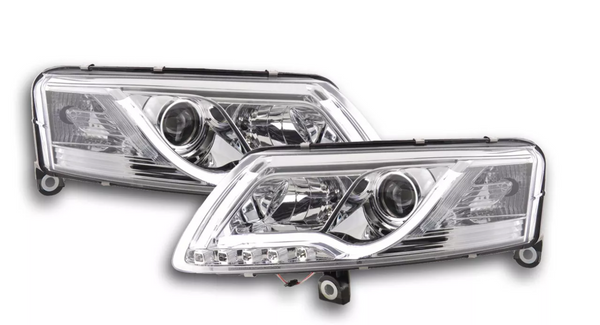 FK LED Headlights LED DRL Lightbar Projector Audi A6 C6 4F 04-08 chrome S6 S-Line RHD