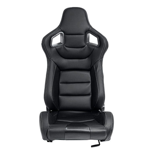 ATS RK x1 Universal Sports Bucket Seat Black Silver Stitch recline + runners