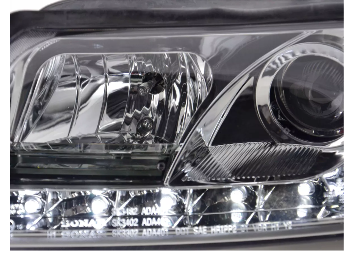 FK Set LED DRL Headlights Halo Lightbar Audi A4 b6 8E 01-04 Smoked Chrome LHD S4