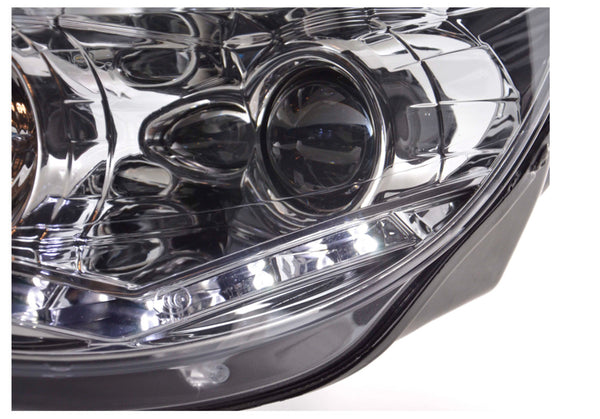 FK Pair LED DRL Halo Lightbar Headlights VW Tiguan 5N 07-11 Chrome LHD