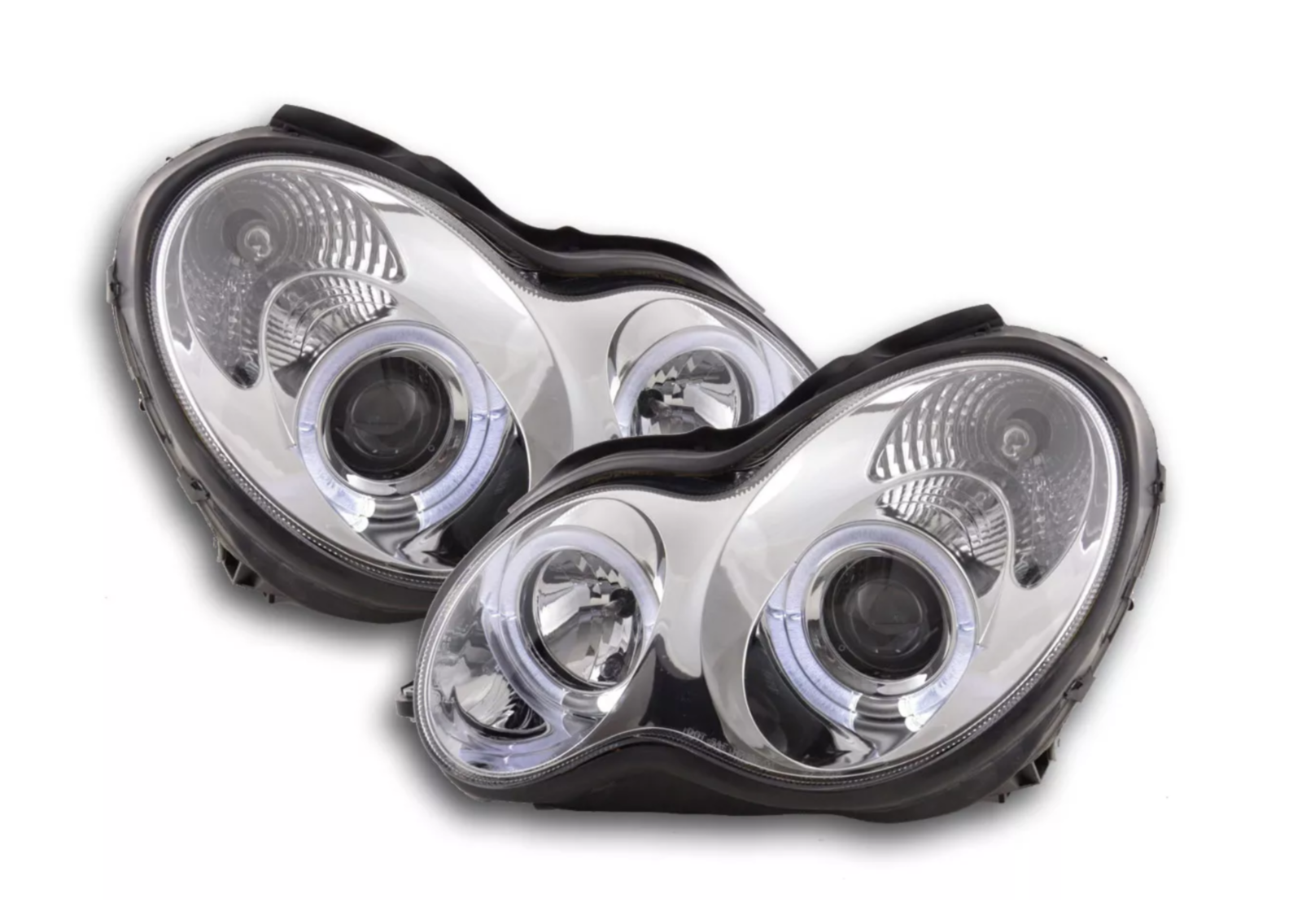 FK LED DRL Angel Eye Projector Headlight set Mercedes C-Class W203 00-07 RHD