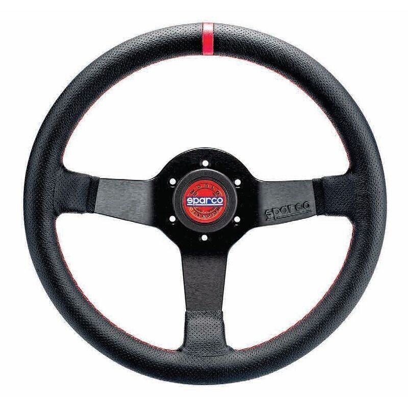 Sparco Universal Black LEATHER Red Stitch Steering WHEEL R330 Champion Dish 330