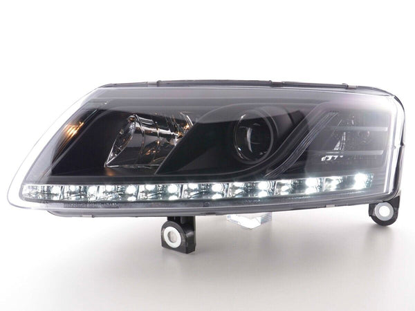 FK Headlights LED DRL Lightbar LUXE Audi A6 C6 4F 04-08 S6 S-Line BLACK LHD