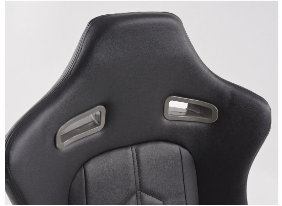 FK Universal Reclining Bucket Sports Seats Black Syn Leath 4-Point Harness Holes