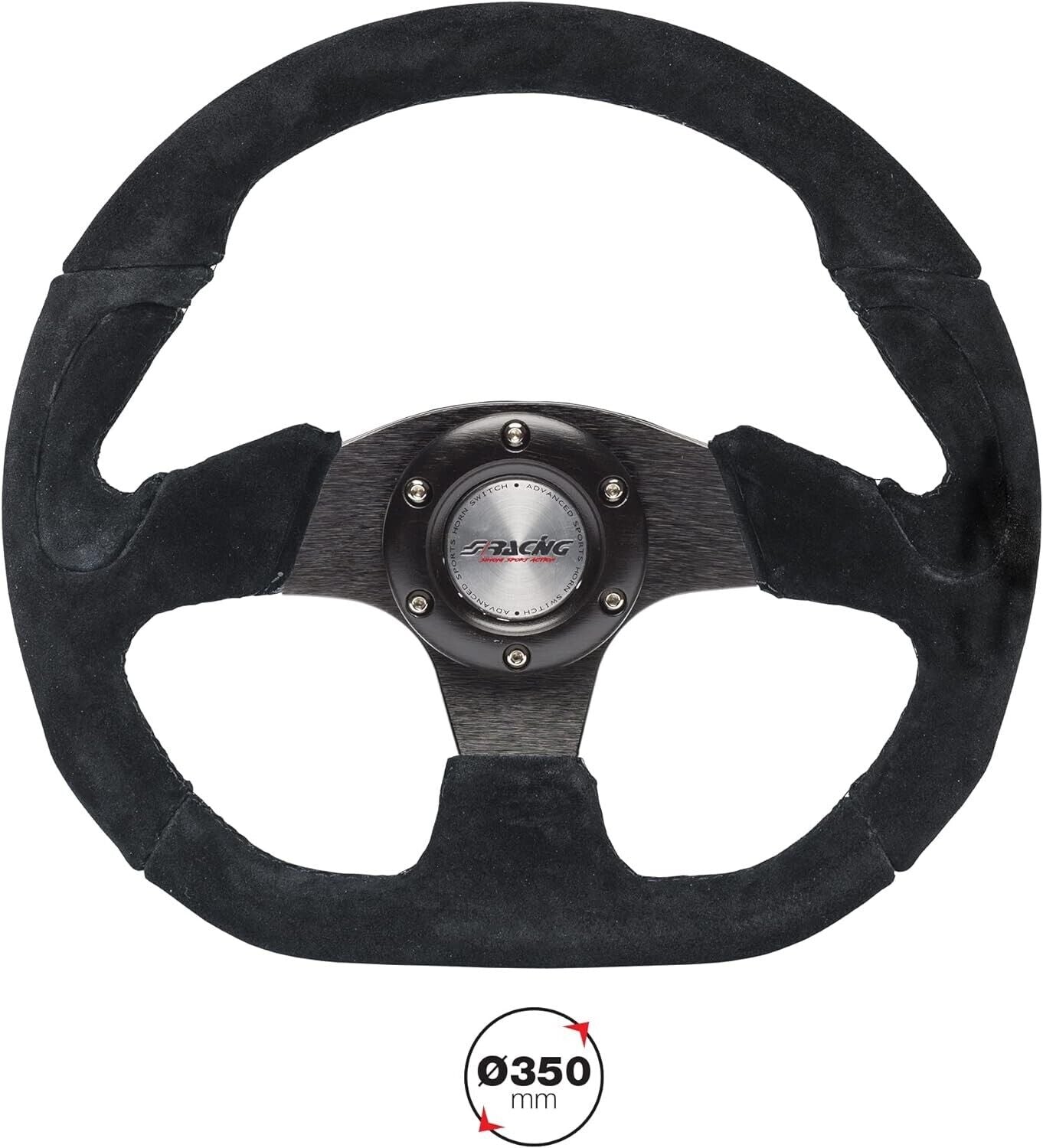 Simoni Racing Universal Alcantara Steering WHEEL Flat Bottom 330mm Black Car Sim