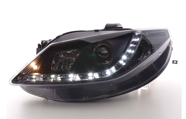 FK Pair LED DRL Halo Lightbar headlights Seat Ibiza 4 MK4 6J 08- black LHD