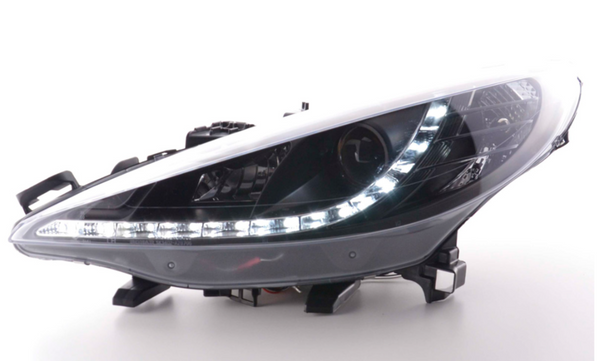 FK Set Par LED DRL Angel Eye Faros Proyectores Peugeot 207 2006+ Negro LHD