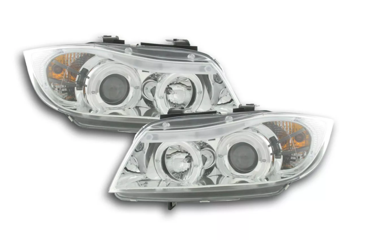 FK Paar LED DRL Projektorscheinwerfer BMW 3er E90 E91 05–08 Chrom LHD M3