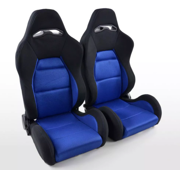 FK Universal Reclining Bucket Sports Seats - Textile Fabric Blue Edition +slides