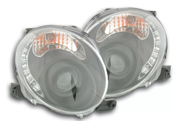 FK Pair LED DRL Halo Lightbar Headlights Fiat 500 07+ 150 Black LHD