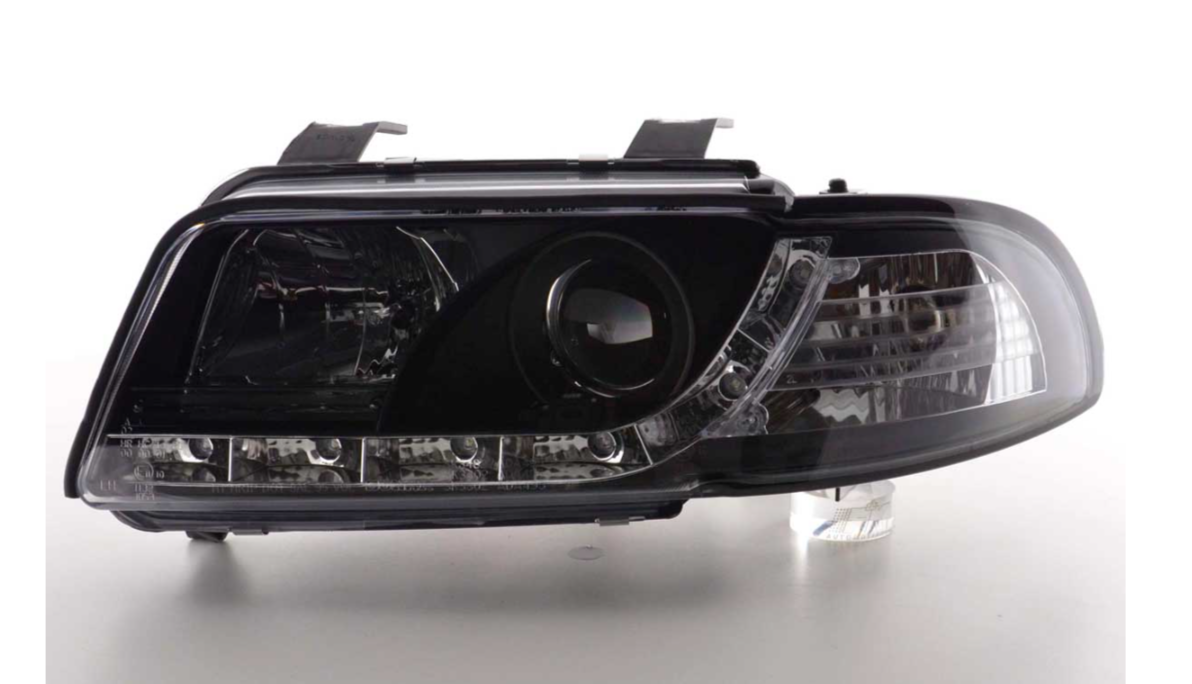 FK LED DRL Lightbar Scheinwerfer Audi A4 B5 8D 95-99 schwarz S4 LHD