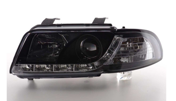 FK LED DRL Lightbar Scheinwerfer Audi A4 B5 8D 95-99 schwarz S4 LHD