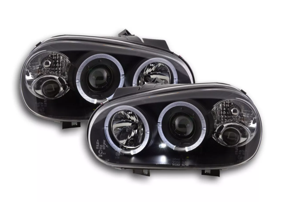 FK LED DRL Angel Eye Halo Ring Headlights VW Golf 4 MK4 1J 98-03 black LHD