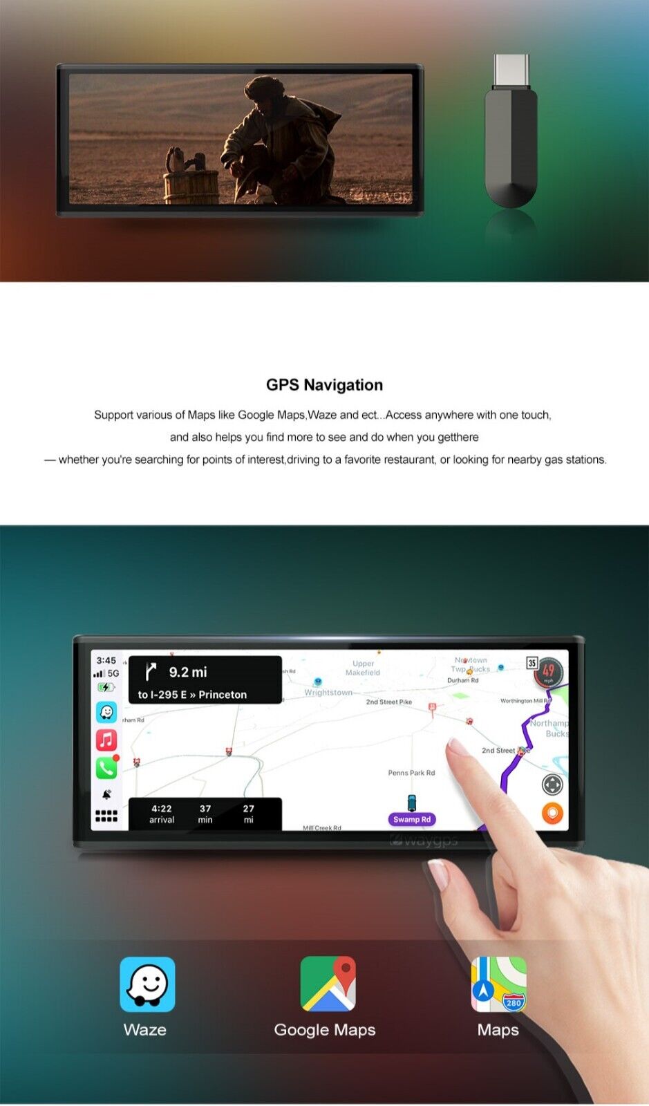 8.9" Universal QLED Wireless Carplay Android Auto Stereo Headunit Touchscreen