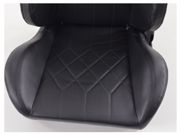 FK Pair Universal Reclining Bucket Sports Seats Black Hammerhead Shark Edition