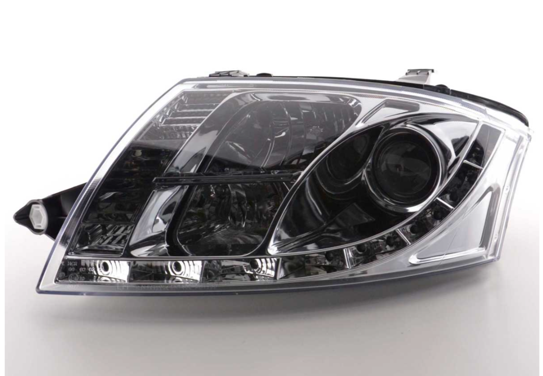 FK Paar LED DRL Lightbar 1.8 3.2 Scheinwerfer Audi TT 8N 99-06 Chrom Schwarz LHD