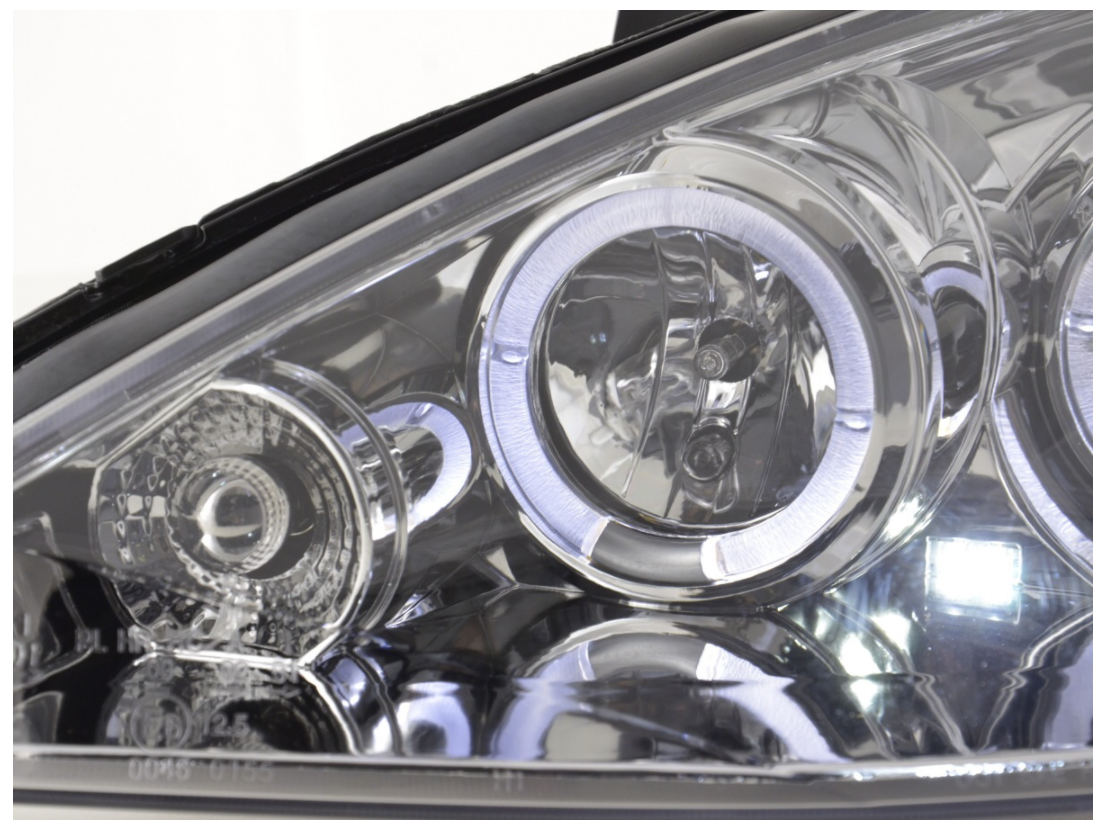 FK Paire LED DRL Noir Phare Avant Ford Focus 1 MK1 C170 00-04 Chrome LHD st Rs