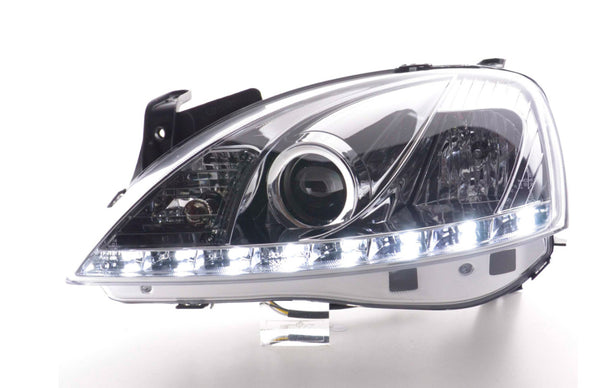 FK Opel Vauxhall Corsa C 01-06 LED DRL Halo Lightbar Projector Headlights LHD