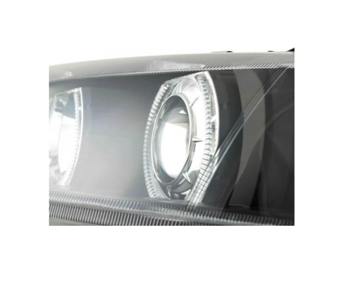 FK Pair LED Halo Ring Headlights Opel Vauxhall Vectra B 99-02 Black LHD RHD UNIV