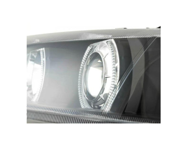 FK Pair LED Halo Ring Headlights Opel Vauxhall Vectra B 99-02 Black LHD RHD UNIV