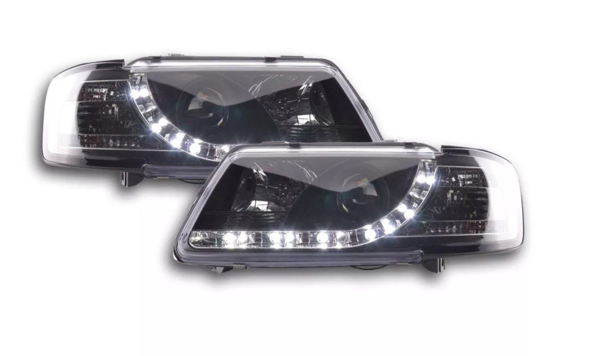 FK Paar LED DRL Halo Ring Lightbar Scheinwerfer Audi A3 8L 96-00 schwarz S3 S-Line