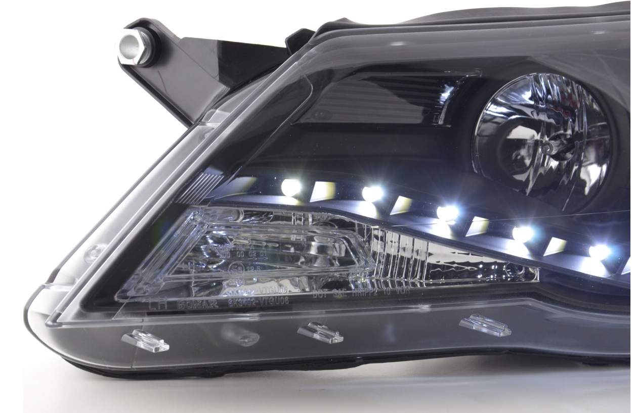 FK Paar LED DRL Projektorscheinwerfer VW Tiguan 5N 07-11 schwarz RHD