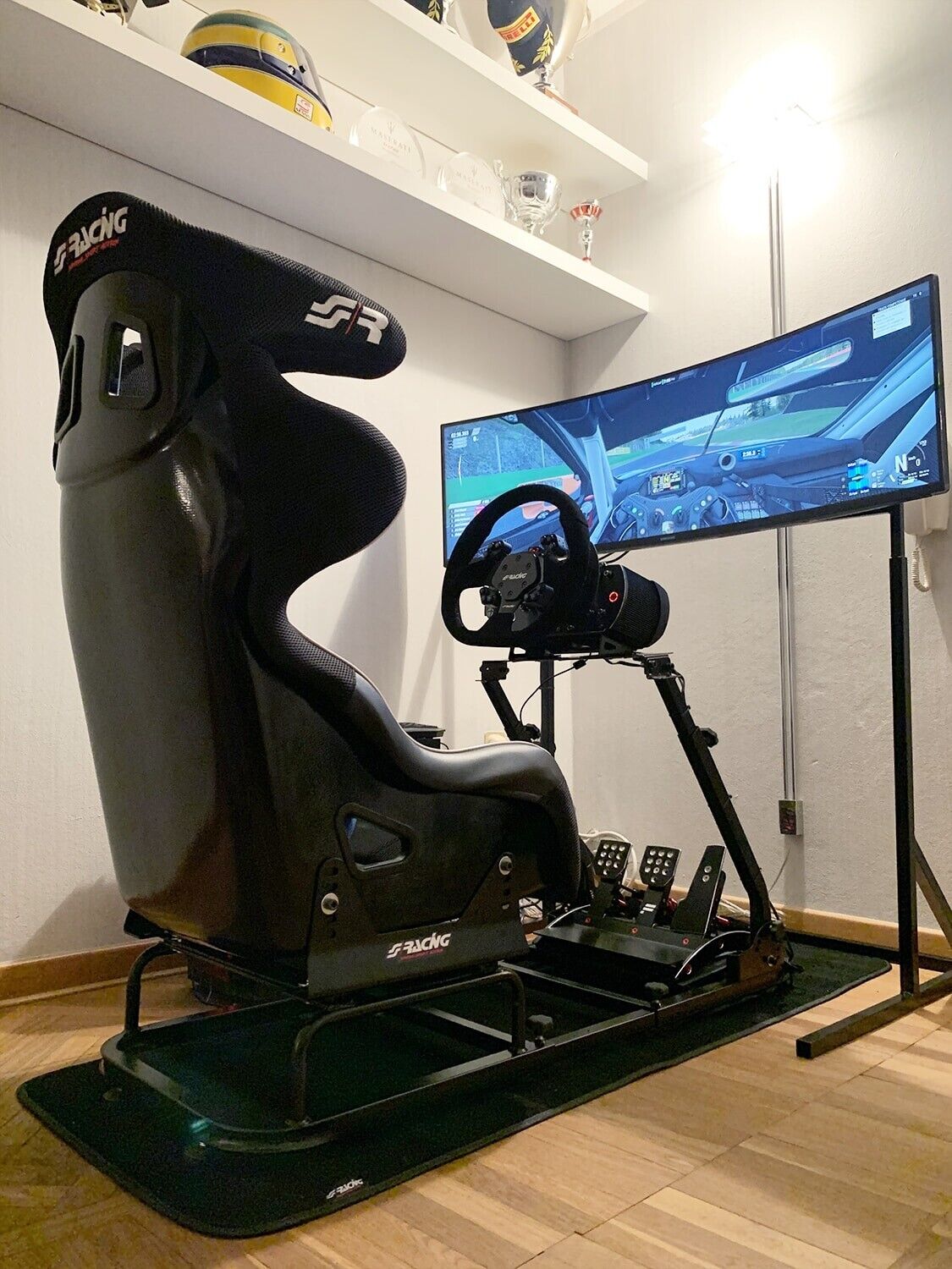 SR Fahrspiel Sim Racing Rahmengestell für Bildschirm, Sitz, Rad, Pedale, Xbox, PS, PC