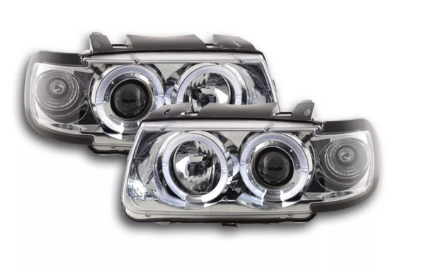 FK LED DRL Angel Eye Projektorscheinwerfer VW Polo 6N 94-99 Chrom LHD