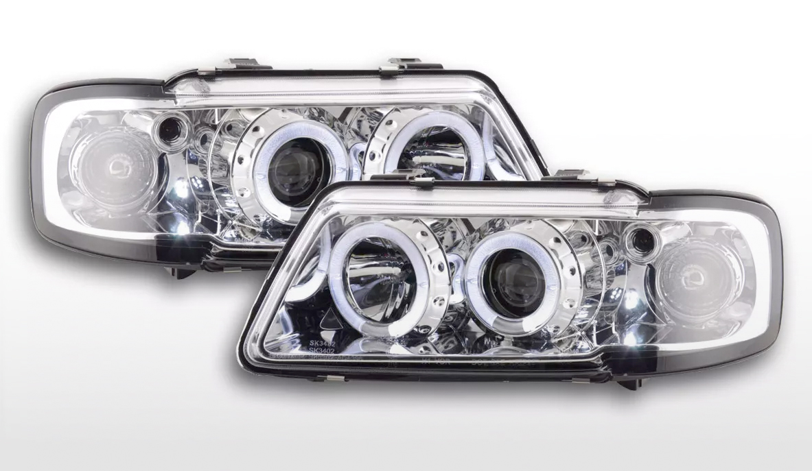 FK LED DEL Scheinwerfer Angel Eyes Halo Audi A3 8L 96-00 Chrom S3 LHD