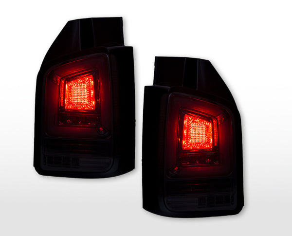 FK Pair LED DYNAMIC DRL Lightbar Rear Lights Tail Lamps VW Transporter T5 Facelift FL 10-15 Smoke LHD