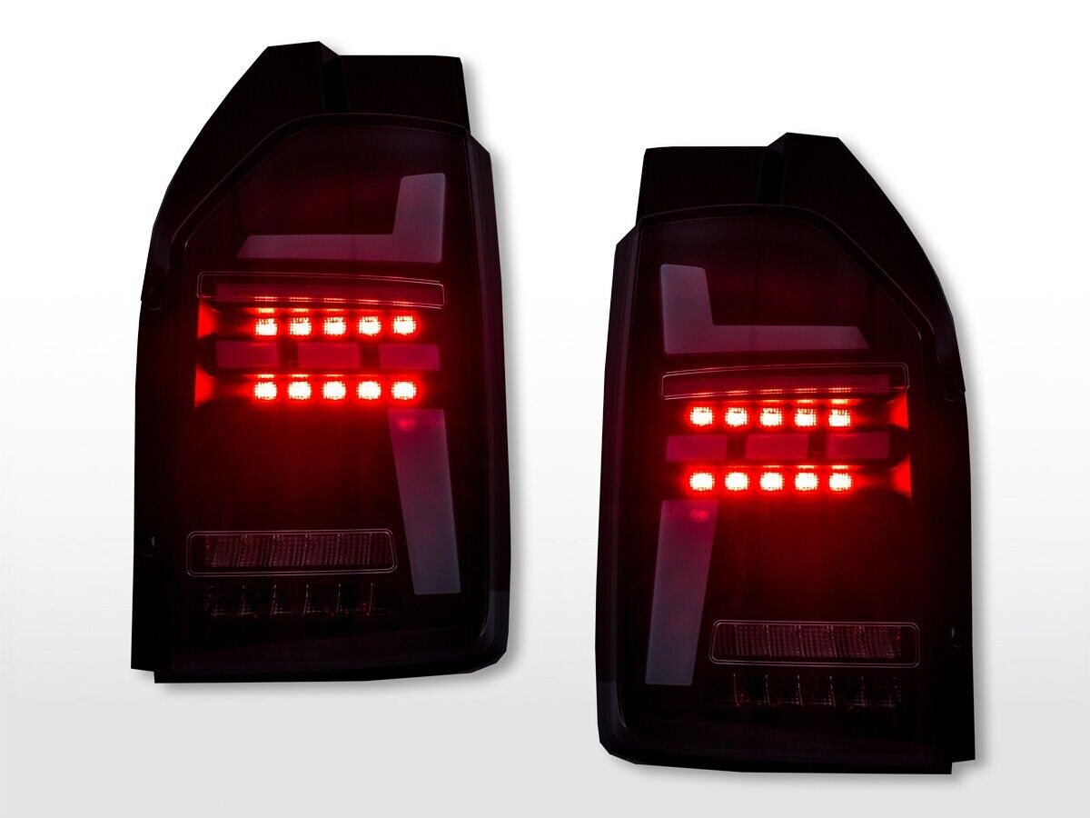 FK Pair LED Light Bar Rear Lights Dyn Wing Doors VW Transporter T6 20+ Black LHD